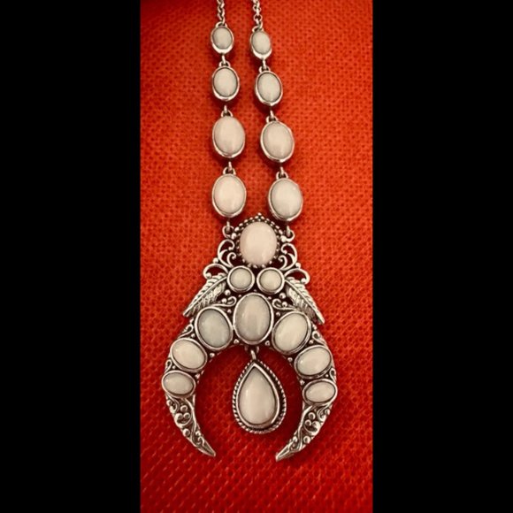 Pink Opal Squash Blossom Naja Necklace 18 Inches in 925 Sterling Silver NWT - Picture 3 of 8